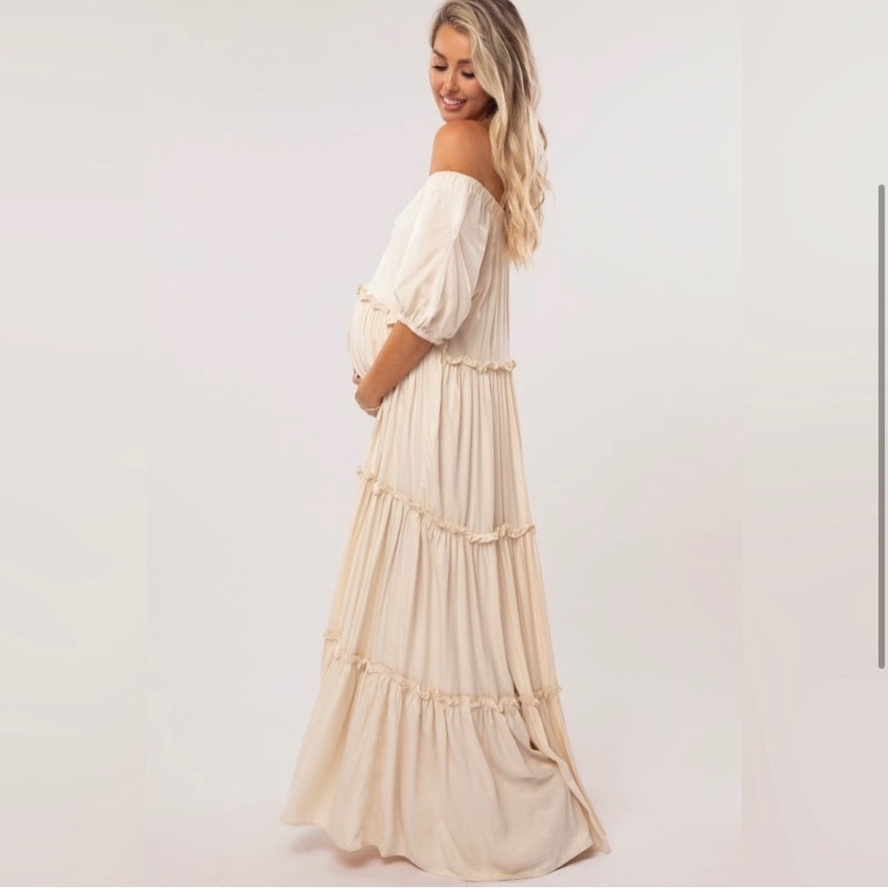 Pinkblush Tiered Maxi Sundress Cream - Picture 2 of 5